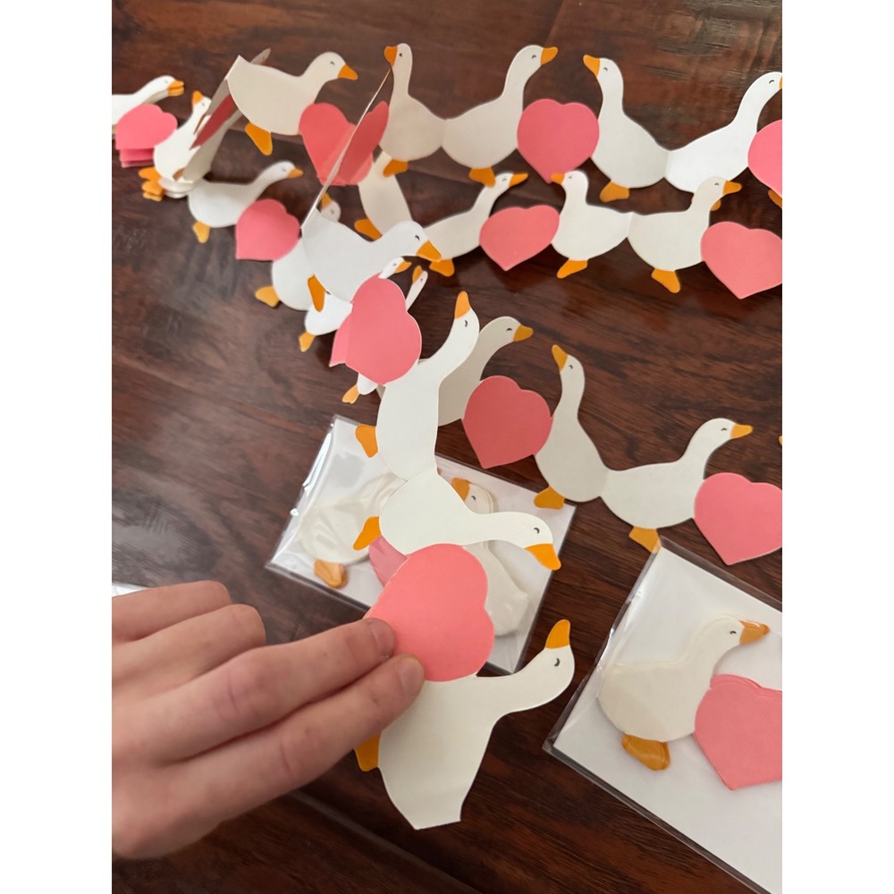 Cottagecore Country Goose Handmade Heart Paper Garland Home Decor Party Supplies - Picture 3 of 5
